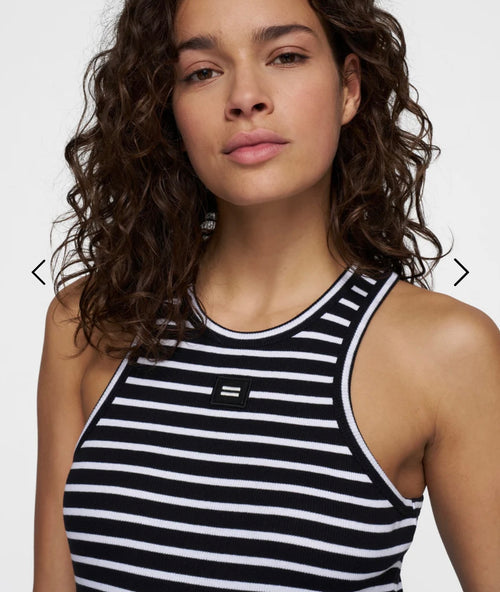 10 DAYS Streifen Tanktop Schwarz weiß
