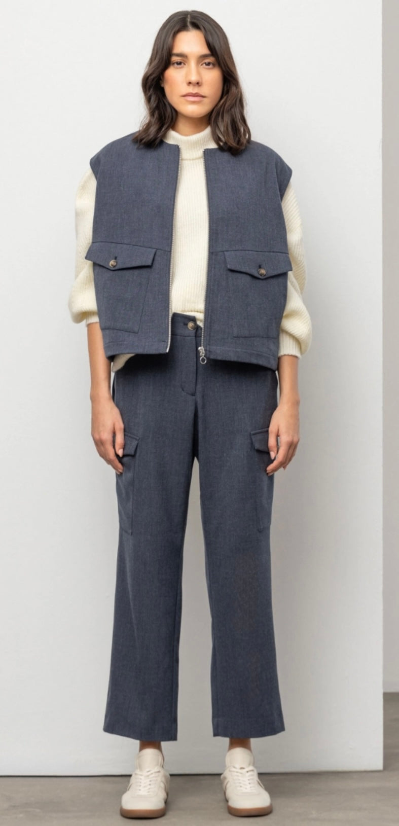 Senses The Label PA:CO Hose aus Melange Twill Blue Melange