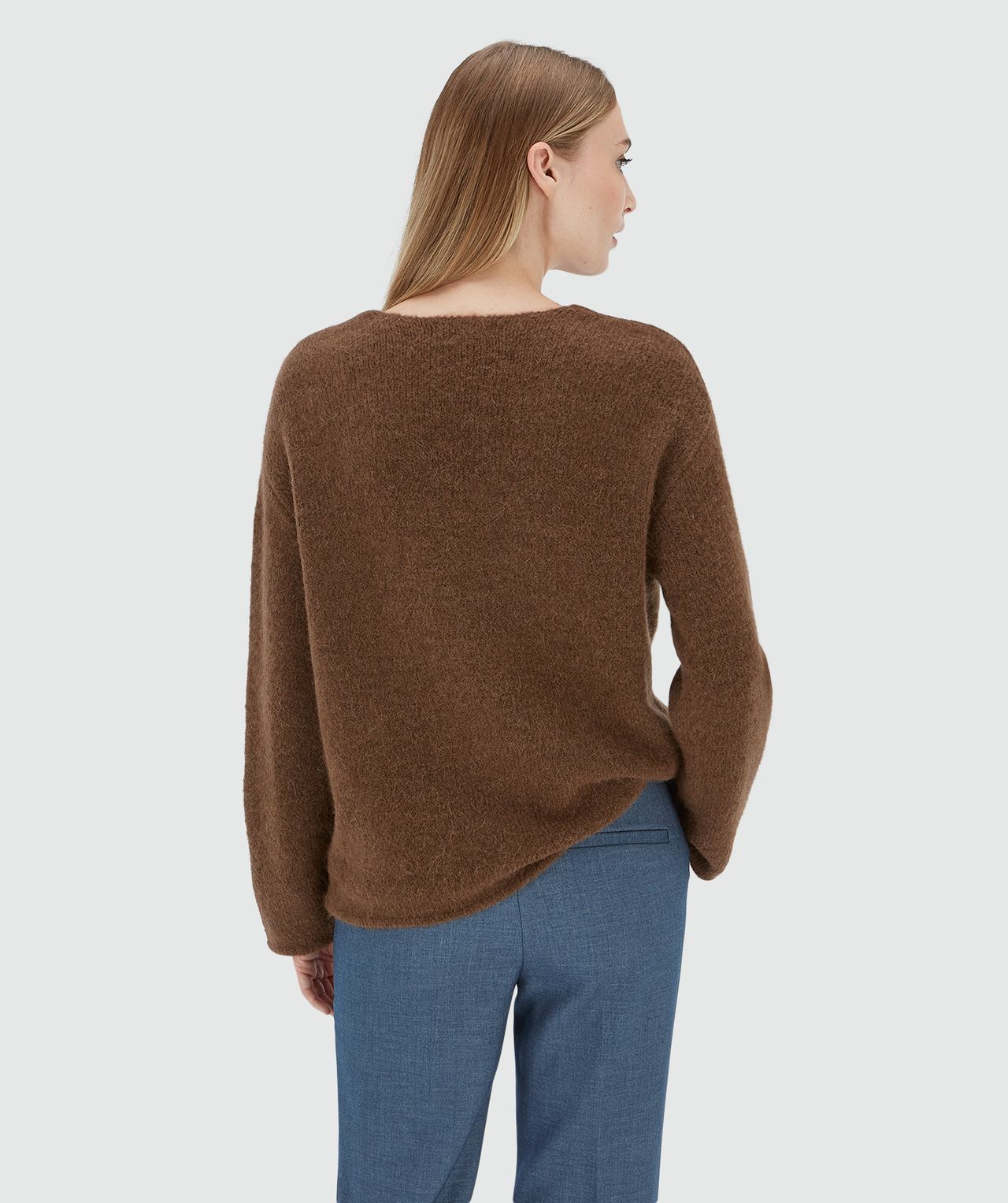 Josh V Timber Oversized Pullover mit Merino Wolle Dark Brown Melange