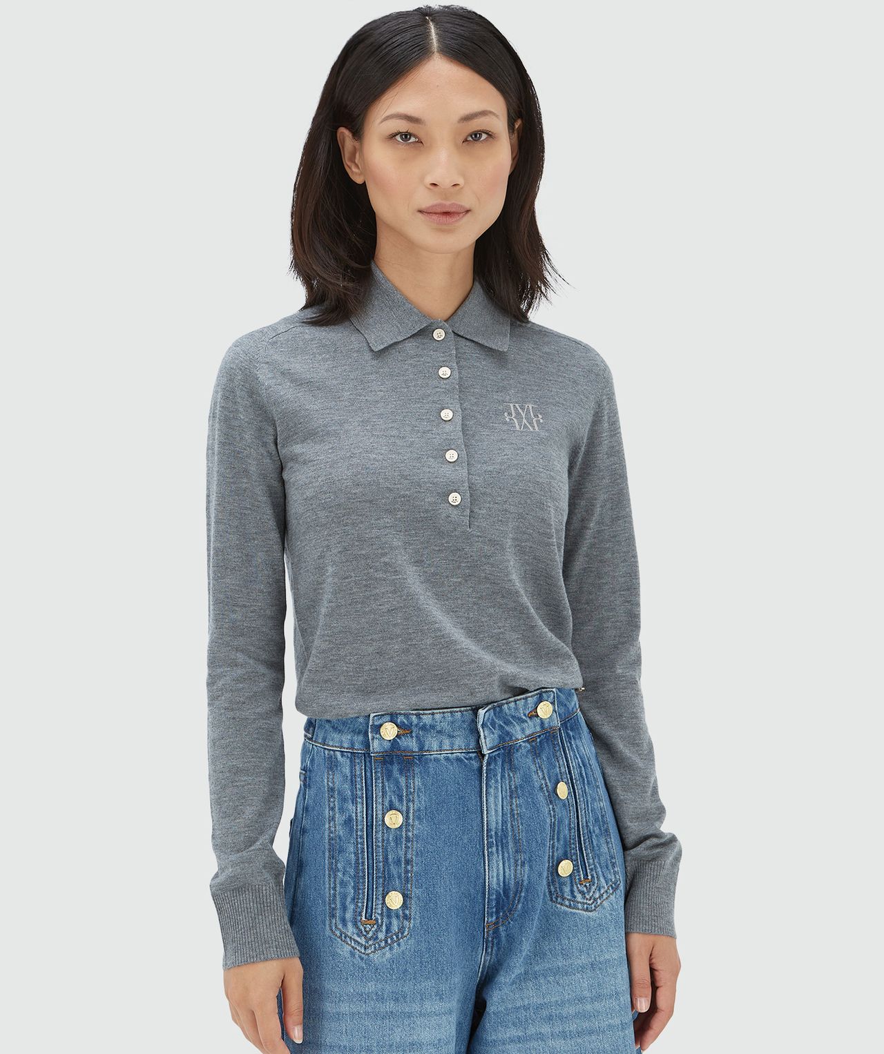 Josh V Audrey Slim Fit Pullover mit Wolle grau