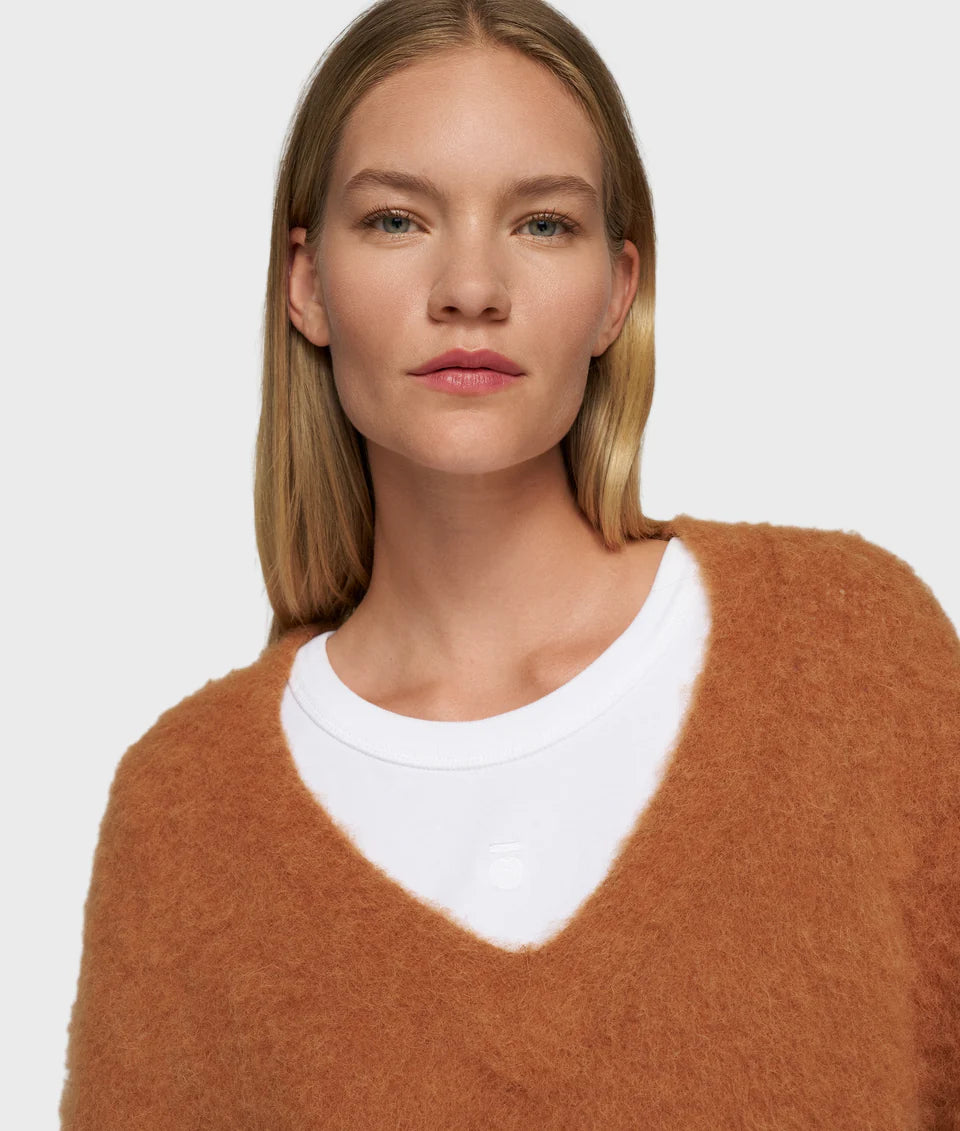 10 DAYS V Neck Knit Sweater Suede