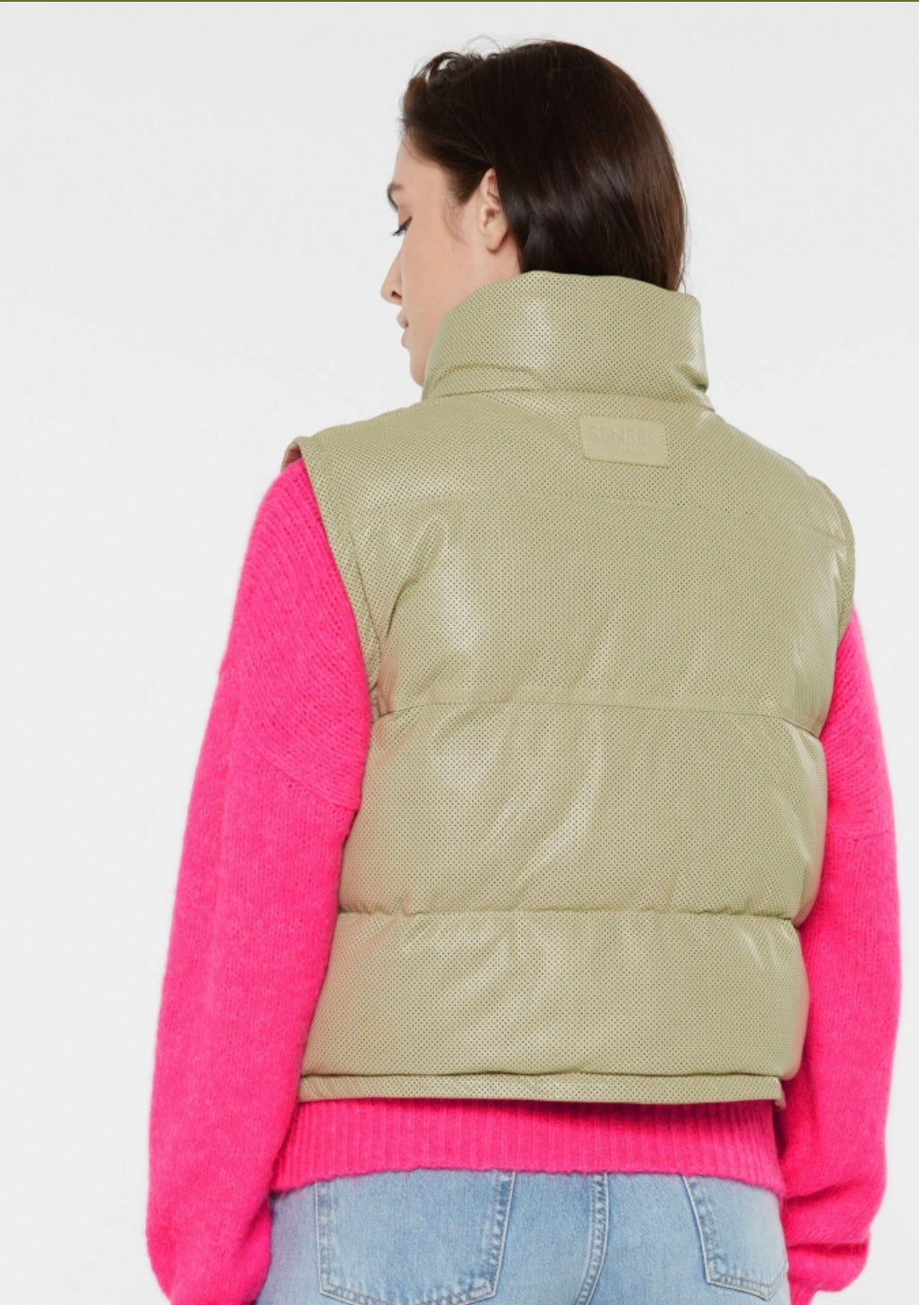 SENSES The Label Steppweste OTTA:WA aus perforiertem Leder in light sage