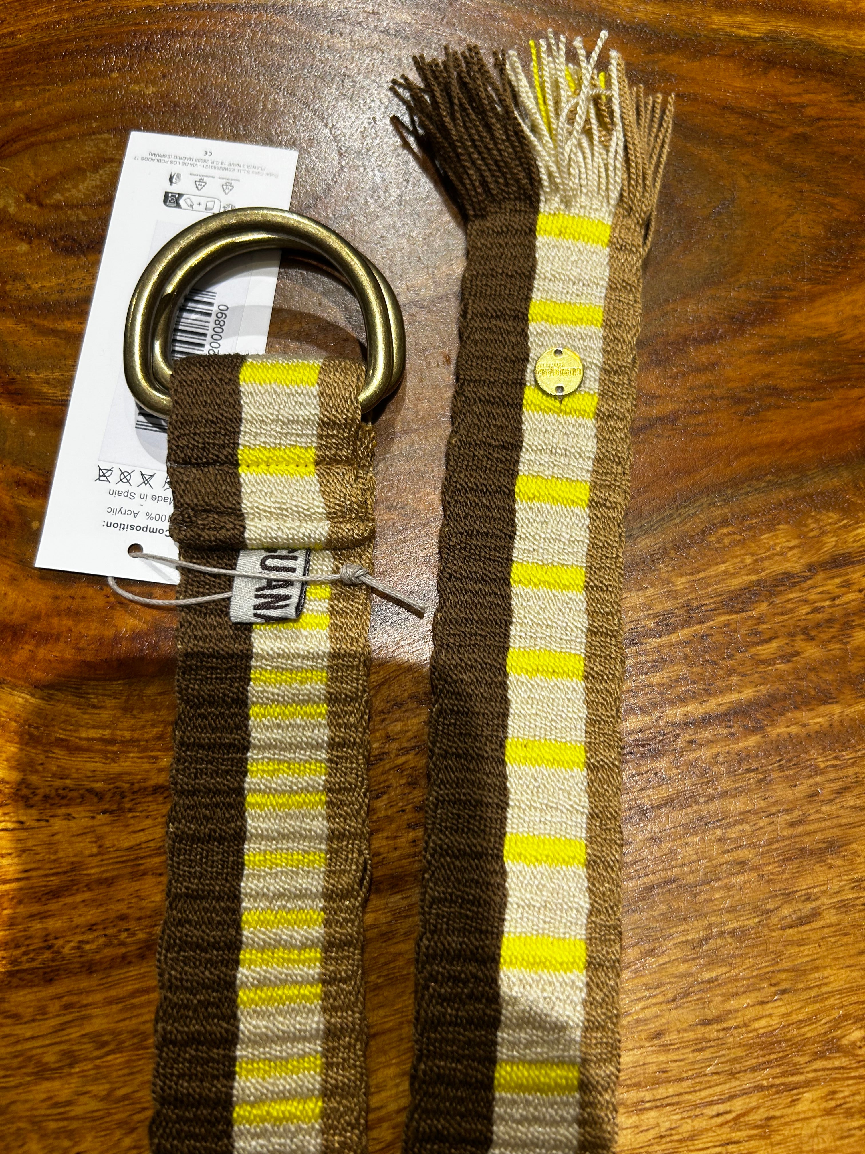 Guanabana Gürtel mit Schnalle Neongelb braun beige