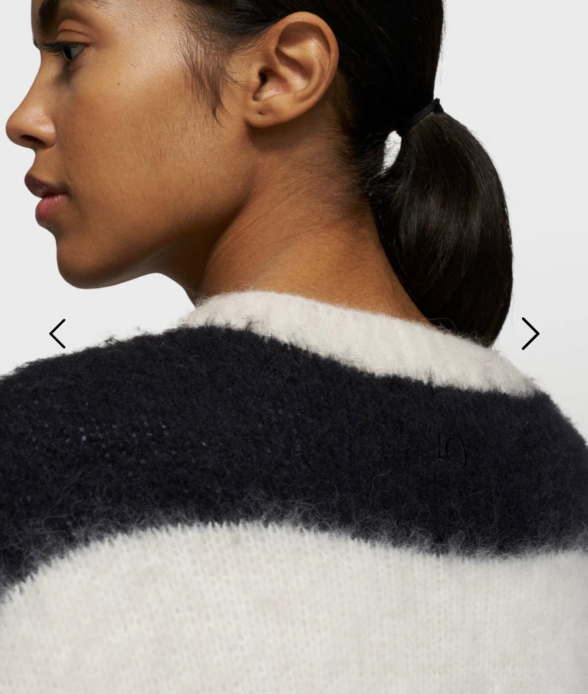 10 DAYS Cropped Hairy Knit Sweater Ecru/Black