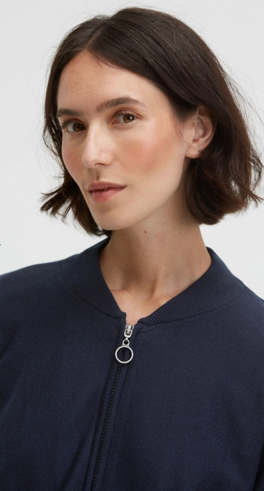 Senses The Label Cardigan KO:MET aus Feinstrick mit Zipper Blue Navy