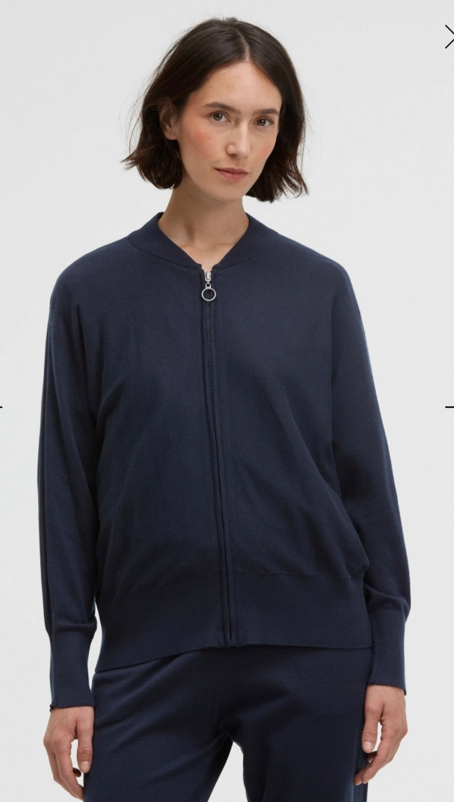Senses The Label Cardigan KO:MET aus Feinstrick mit Zipper Blue Navy