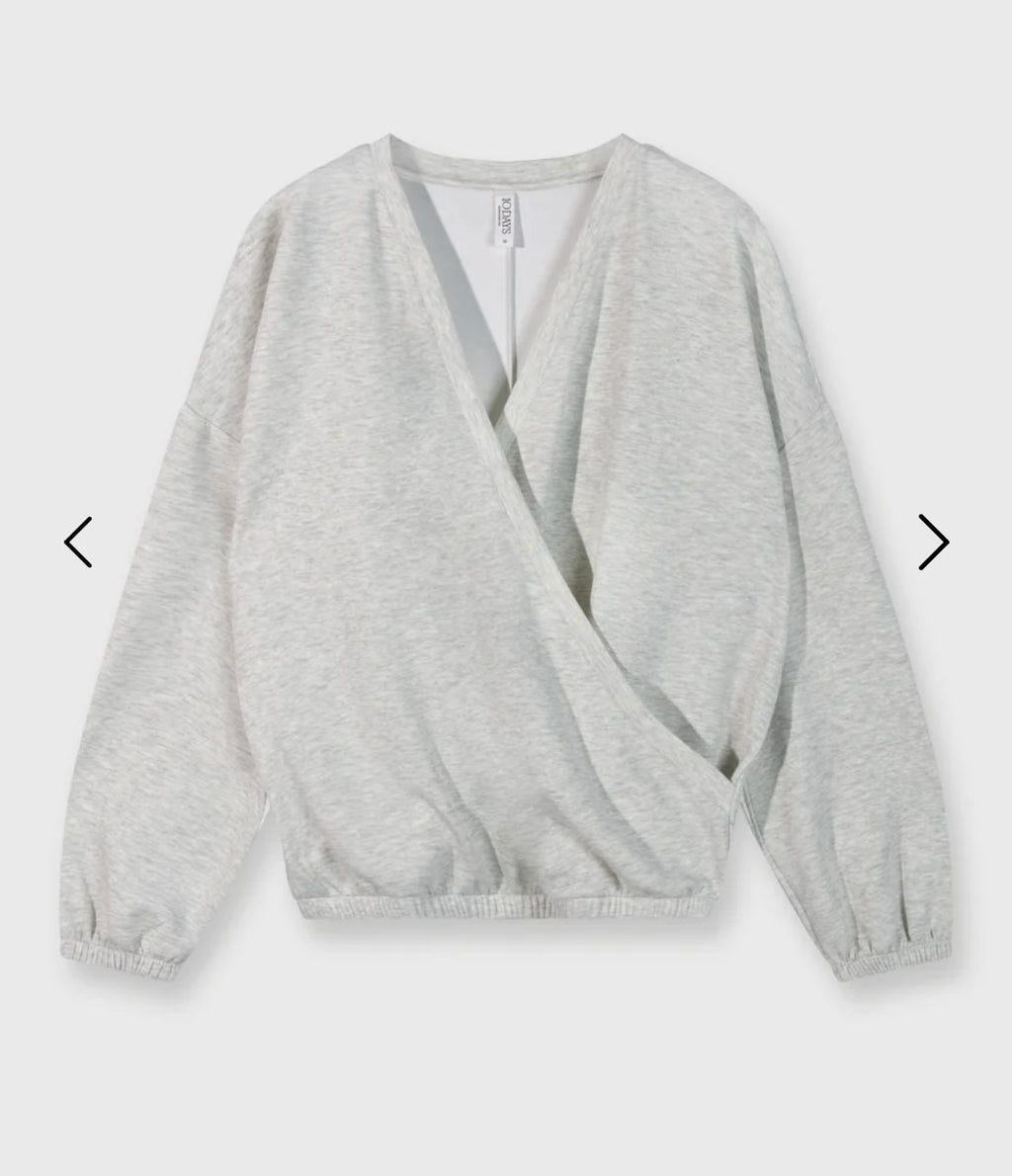 10 DAYS Soft Scuba Dance Sweater White Grey Melee