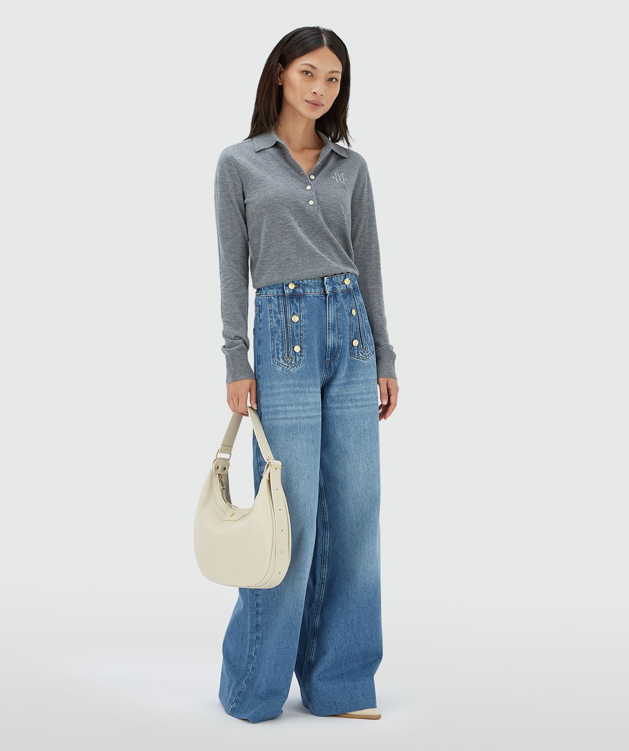 Josh V Audrey Slim Fit Pullover mit Wolle grau