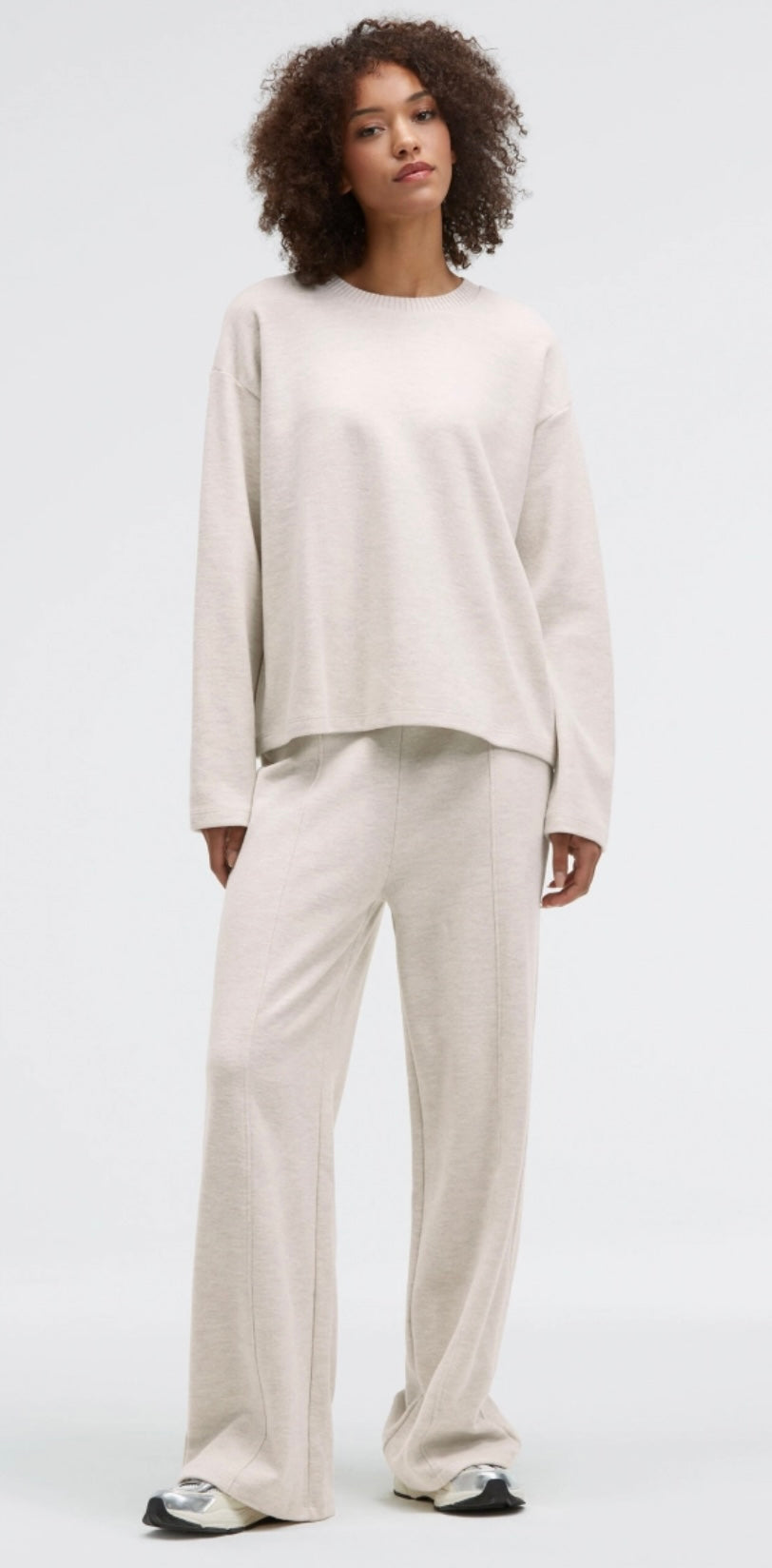 Senses The Label Sweatshirt SI:NA aus Jersey Rippstrick Buttercreme Melange