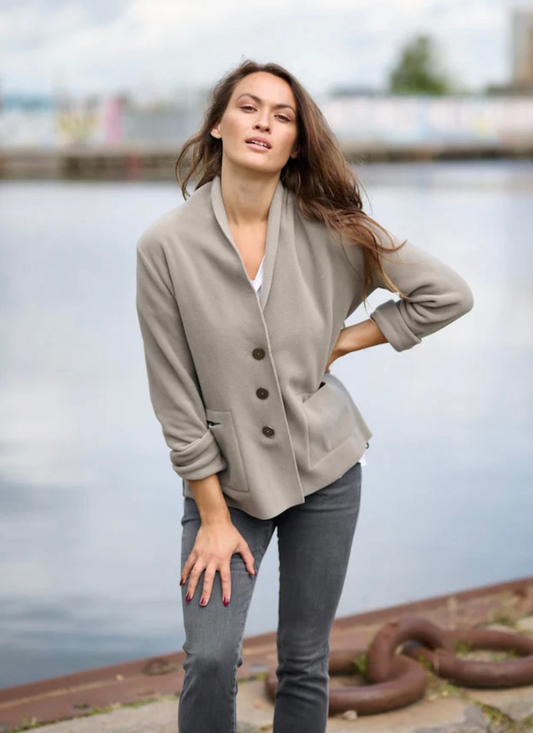 HSC Henriette Steffensen Fleece Blazer elephant grau