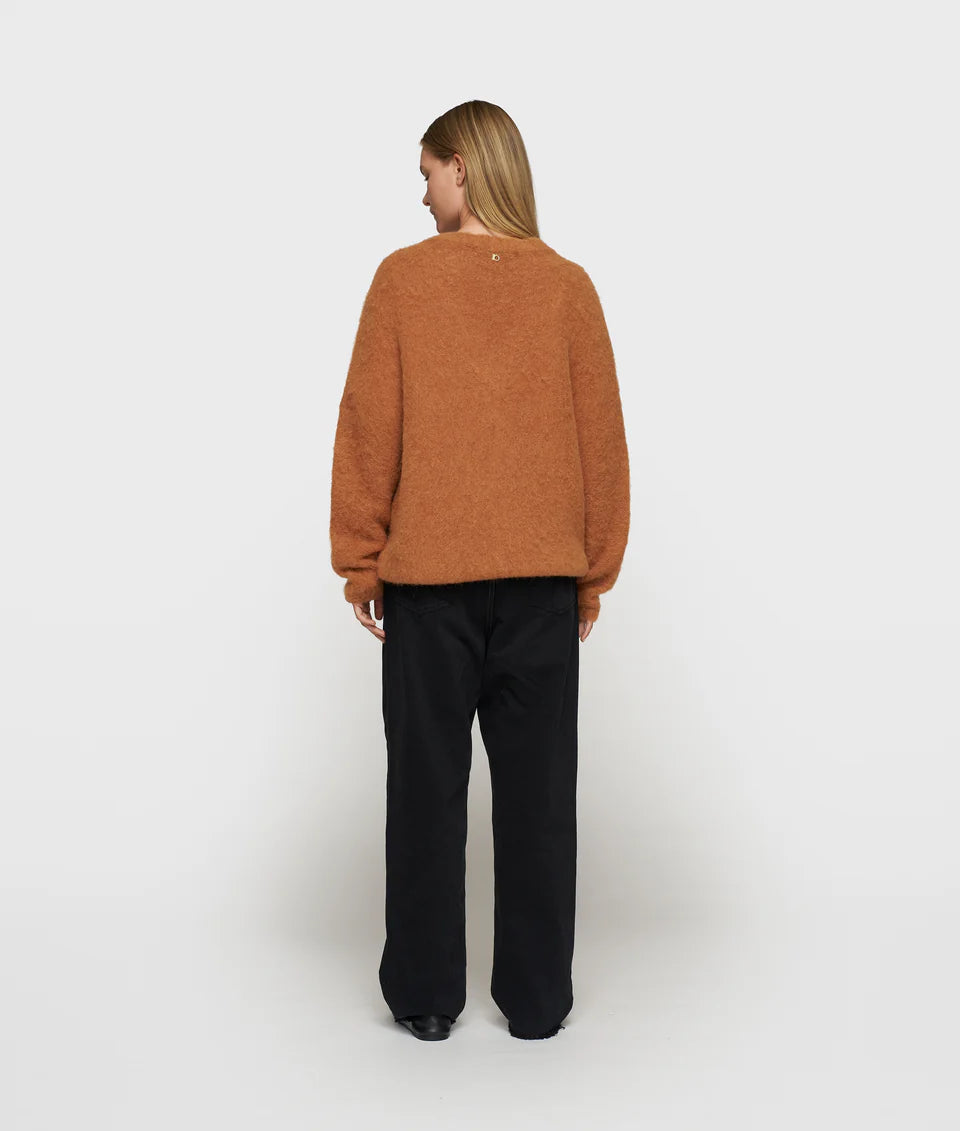 10 DAYS V Neck Knit Sweater Suede