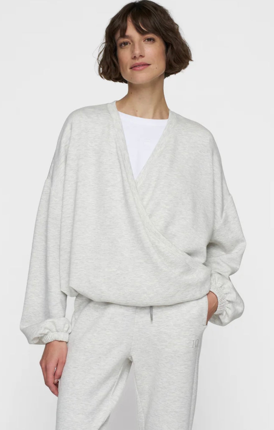 10 DAYS Soft Scuba Dance Sweater White Grey Melee