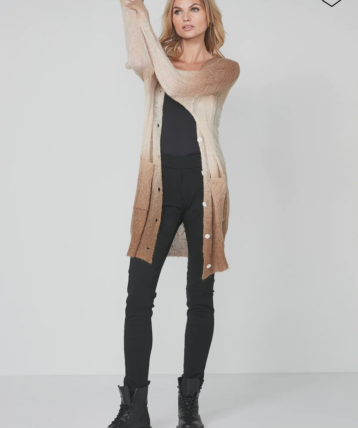 Nü RAIDA Feinstrick Strickjacke Camel Mix