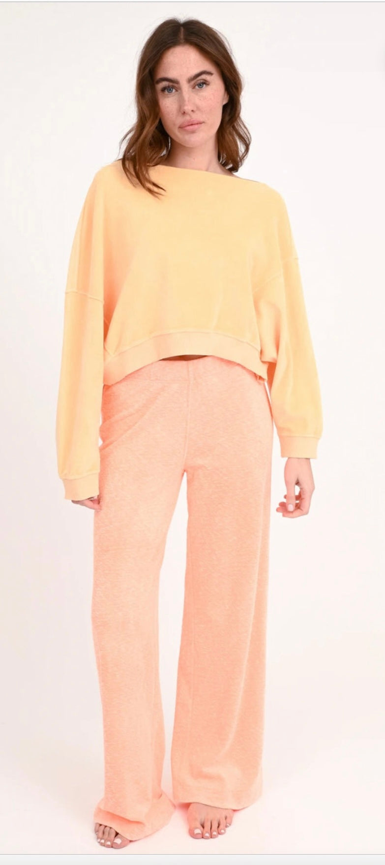 Love Joy Victory Velvet Cropped Sweatshirt Marti Peach